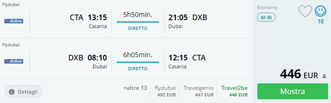  da Catania a Dubai