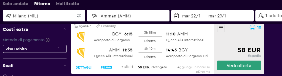 Voli low cost per la Giordania 