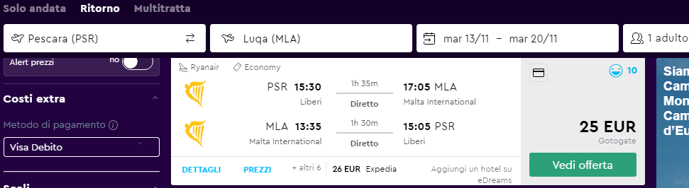 voli low cost per malta