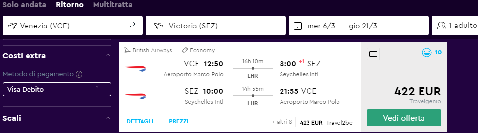 offerta per le Seychelles