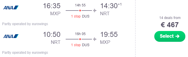offerta sui voli per il giappone