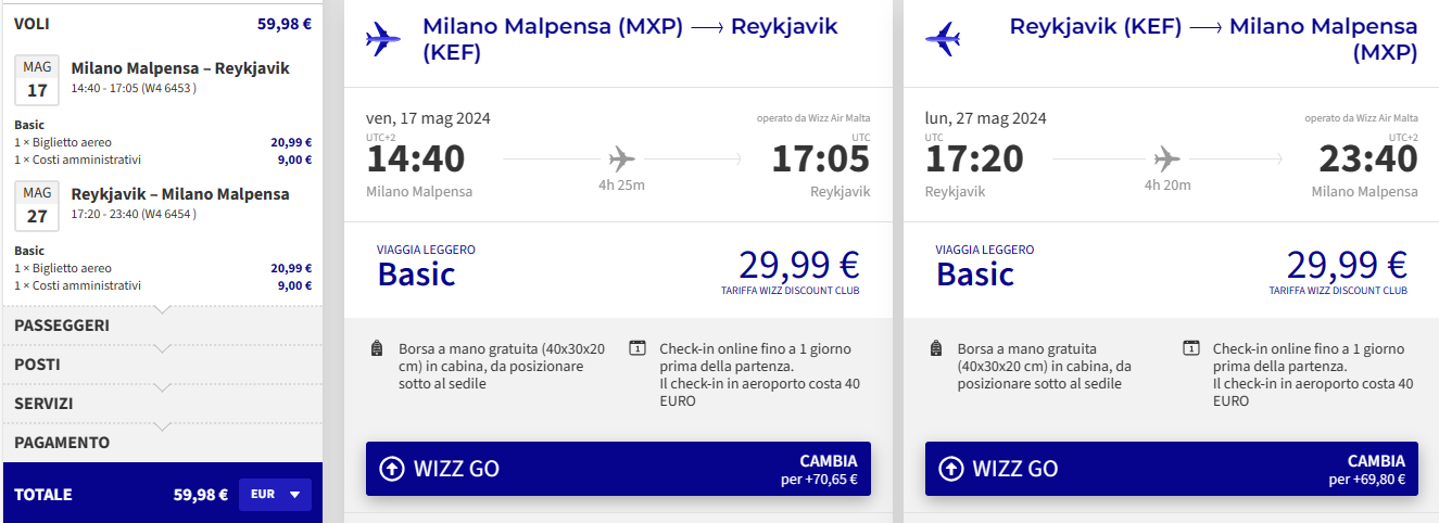 voli low cost per l'islanda